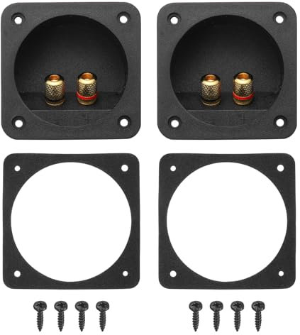 sourcing map 2Pcs 2.68 Inch Speaker Box Terminal Cup, 2-Way Subwoofer Plug Connectors Double Binding Posts Spring Loaded Jack for Car Stereo Speaker Wire Sub Box