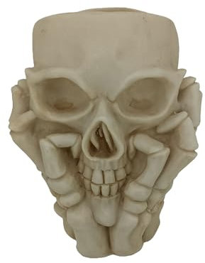 Macetas de interior con diseño de calavera, para Halloween, gótico, multifacético, para interiores, Halloween, decoración del hogar, escritorio, plástico negro (blanco, A)