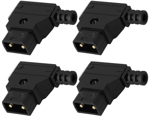 VGOL 4Pcs 3.7mm Male D-Tap Connector Dtap Plug Compatible with V-mount Compatible with Anton Camera Batteries Black