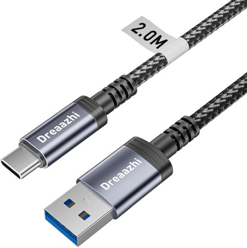 Dreaazhi USB C Data Cable 2M, USB 3.1 Gen 2 Cable 3.1A Fast Charging, 10GB Data transfer Cable USB to Type C for Samsung Note20,Galaxy S23,Samsung T7, SanDisk Extreme Portable SSD, Crucial X8, WD