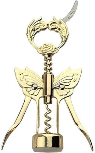 Gold Wine Beer Opener with Foil Knife Butterfly Bottle Opener Bat Wine Corkscrew Gunmetal Plated Level Corks Pull