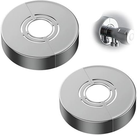 2 Stück Rosette Duscharmatur 3 Größen in 1,Abdeckrosette Geteilt für Ø 21mm/26mm/33mm, 3 Größen in 1, Rohrabdeckung Ø21/26/33mm, verchromt, langlebig, einfache Montage für Wasserhähne und Ventile.