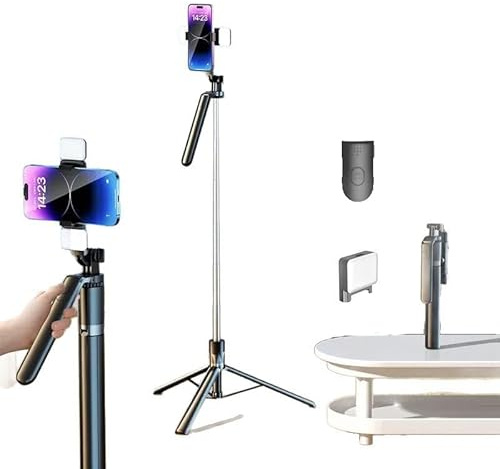 WITFAMILY Selfie Stick Stativ 3-in-1 mit LED Licht & Fernbedienung - 180cm Ausziehbar, 270° Drehbar, Stabiles Tripod für Handy - Ideal für Vlog, Reisen, Live-Stream