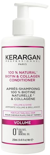 KERARGAN - Biotin-Kollagen Volumen-Conditioner für feines Haar - 250ml | Die Haarspülung entwirrt feines Haar, verbessert die Geschmeidigkeit und verleiht mehr Fülle und Glanz