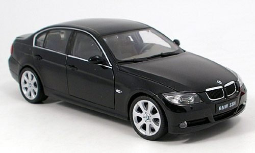 BMW 330i, schwarz, Modellauto, Fertigmodell, Welly 1:18