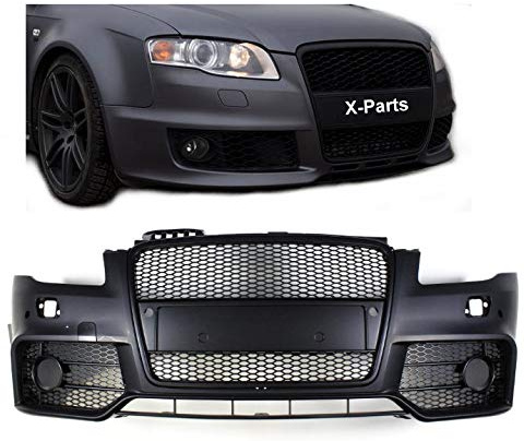 1023187 Frontstoßstange für A4 B7 8E mit Grill schwarz PDC Frontschürze Front Stoßstange mit integriertem Grill im RS4-Design