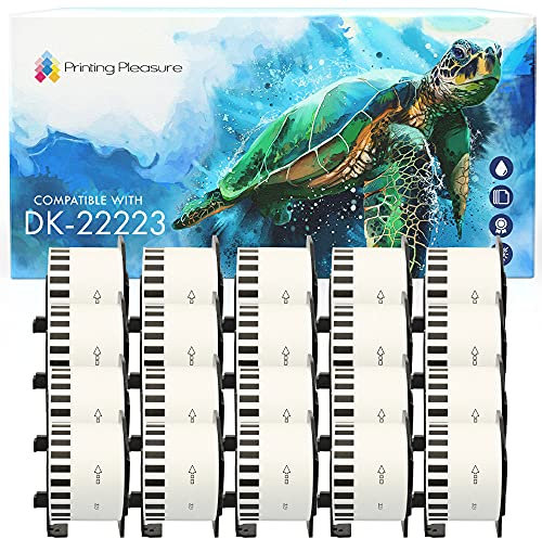 20x Endlos-Etiketten kompatibel für Brother DK-22223 50mm x 30.48m P-Touch QL-500 500BS 550 560 560VP 570 700 710W 720NW 800 810W 820NWB 1050 1060N 1100 1110NWB, Thermopapier mit Kunststoffhalter