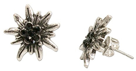 Alpenflüstern Trachten-Ohrstecker Strass-Edelweiß mini - Trachtenschmuck, Trachten-Ohrringe antik-silber-farben mit Strass-Steinen in traditionellen Farben DOR033