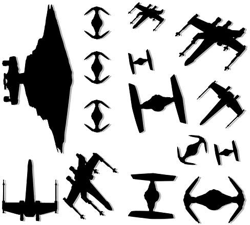 Star Wars space Schiffe (13 Stück alle verschiedenen Größen von 3 cm bis 6 cm) Kinder Art Wand Aufkleber Sticker Schwarz Vinyl.. uksellingsuppliers