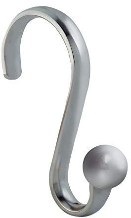 iDesign Axis Ganchos para colgar cortinas de baño, anillas de metal inoxidable, juego de 12 enganches para cortinas, plateado