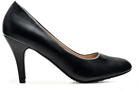 Andrés Machado - Tacchi Eleganti e retrò per Donne/Adolescenti Estate e Inverno - AM422 - Punta Rotonda - Modello Piccolo - Tacco Sottile - Pelle Nero, EU 44