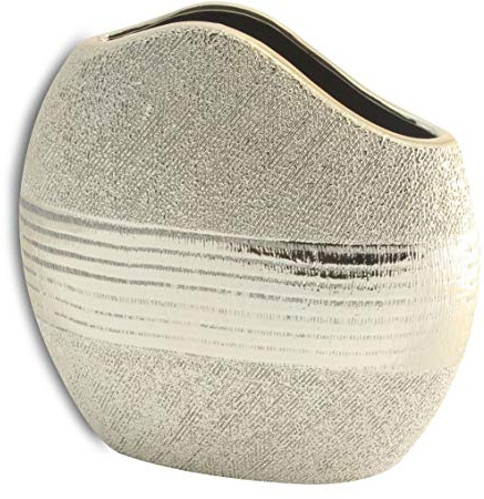 GILDE Vase - Dekovase aus Keramik in creme und silber H 25 cm B 24 cm