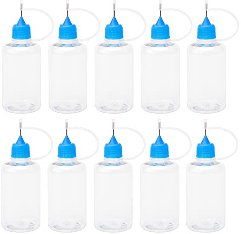 Pxyelec 50 ML Dropper Bottles PE Empty Liquid Bottles, Precision Needle Tip Glue Bottle (Pack of 10)