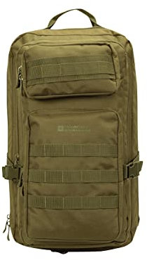 Mountain Warehouse Legion 35L Backpack - Rain Cover Hiking Rucksack, Whistle Camping Daypack Khaki