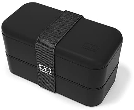 monbento - MB Original bento box noir Onyx Made in France - Lunch box hermétique 2 étages - Boîte repas idéale pour le travail/école - sans BPA - durable et sûre