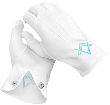 THE MASONIC COLLECTION – Craft schwere Baumwollhandschuhe mit blauem Quadrat und Kompass – Ideale Freimaurer Geschenke für Männer