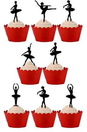 26 Stand Up Ballet Dance Dancing Silhouettes Edible Wafer Paper Cake Toppers Decorations
