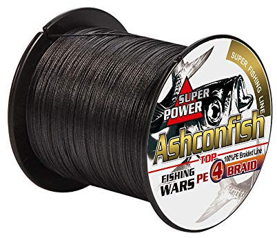 Ashconfish Lenze da pesca intrecciate in acqua salata e d'acqua dolce filo da pesca treccia super forte PE pesca in mare sottile trecce da pesca su ghiaccio 4 fili 500 m 11,3 kg nero