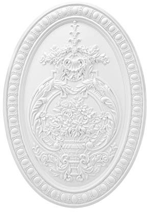 Wandrelief | vorgrundiertes schlagfestes Polyurethane | Bild | Barock | Verzierung | weiß | PU | Hexim Perfect | 500 x 350 mm | K4093