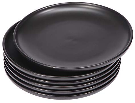 BonNoces Mattschwarzer Porzellan-Teller Dessertteller, 20,3 cm, elegant, rund, für Steak, Nudeln und Salat, 6 Stück