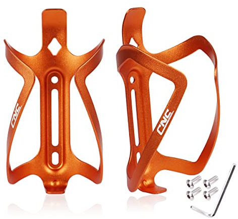 CNC Flaschenhalter für Fahrrad, Flaschenhalter für Mountainbike, Aluminium, 2 Stück, Orange