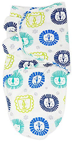 Callowesse © Neugeborenes Baby Pucksack. Geeignet für 0-3 m (7-14 lbs), 100% Baumwollwickel 190GSM / 0,5 TOG (Little Lions)
