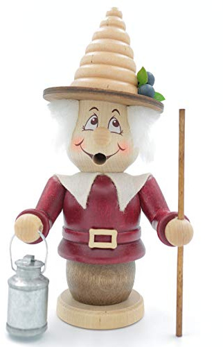 Kuhnert - Original Erzgebirgische Holzkunst Räuchermann Räucherfigur Wichtel 15cm - Beerenwichtel