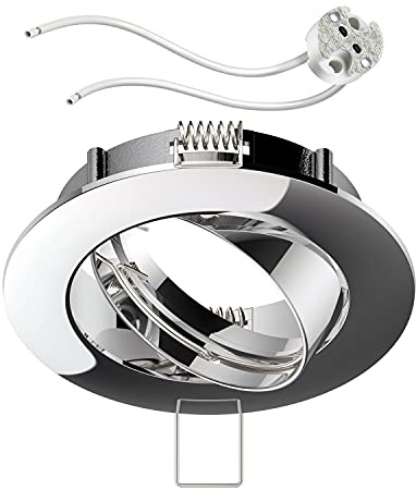 ledscom.de Deckeneinbaurahmen Circ Aluminium Einbaurahmen chrom schwenkbar (LED/Halogen/MR16/50mm) inkl. GU5.3 Fassung