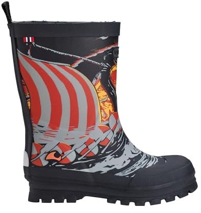 Viking Jo​l​l​y​ Pr​i​n​t​, Stivali da Pioggia Unisex - Bambini e ragazzi, Nero Black Sun, 32 EU