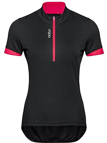 Odlo Damen Radtrikot halber Reißverschluss Essentials, Black - Paradise pink, XS