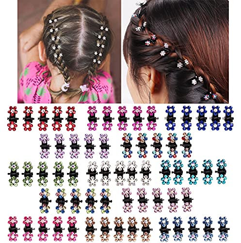 65pcs Mini Claw Hair Clips Mix Colored, Kids Hair Accessories for Girls Women, Flower Hair Clips for Thin Hair, Small Hair Claw Clips Metal Clamps, Mini Hair Bangs Hair Pins