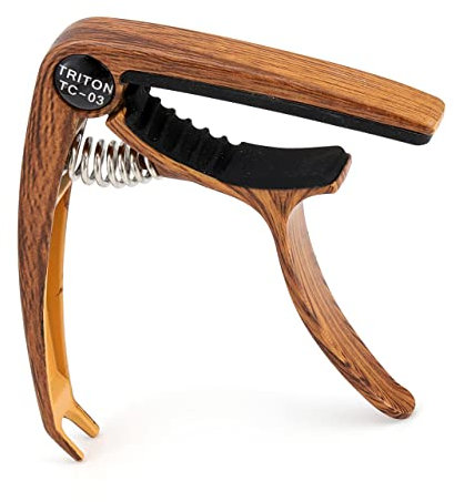 Filhome Personalisiertes Gitarre Kapodaster Einhand für Akustik E-Gitarre Ukulele Als ein Geschenk (Dunkles Holz)