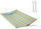 CASART Folding Double Size Hammock, Outdoor Quilted Hammock with Detachable Pillow, Hardwood Spreader Bars & O-ring Steel Chains, Camping Swing for Patio Backyard Poolside (Light Blue+Yellow)