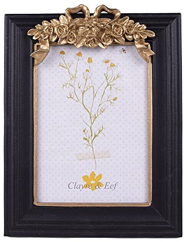 Clayre & Eef Bilderrahmen 13x18 cm Schwarz MDF Rechteck Fotorahmen