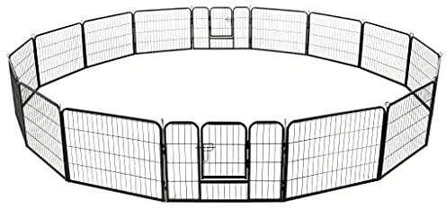 Tidyard Box pour chiens avec 16 panneaux en acier 60 x 80 cm noir, boîte pour grands chiens, boîte pour chiens, boîte de chien pour extérieur, cage pour chiens en acier