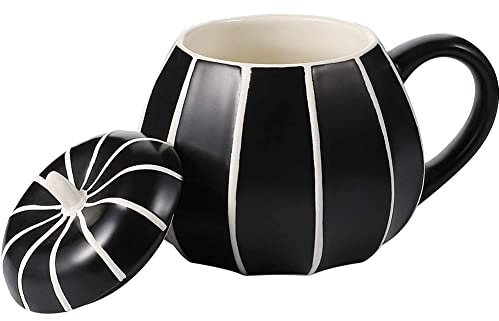 FülleMore 300ml Kaffeetasse aus Keramik handgemachte Tassse Lustig Becher Porzellan Trinkbecher für Heißgetränke Kaffee Tee Milch Kakao (Schwarz)