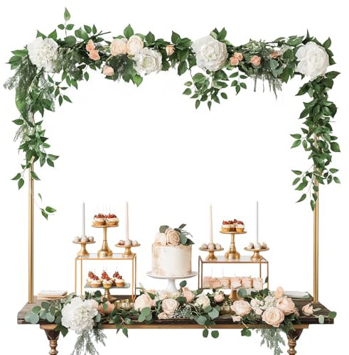 102cm Haut Support de Tige de Table avec Pinces Réglable en Métal Doré Support Arceau de Table Support de Rail Suspendu Support de Fête pour Décoration Centre Table Mariage Événement Maison