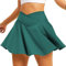 TZLDN Tennis Skort - Damen Sport Rock mit Shorts Laufrock Minirock Tennisrock Hosenrock Sommerrock Skirt Outdoor Workout Running A07 Dunkelgrün XL