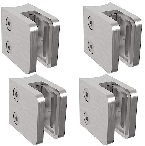 Sellon24® Edelstahl V2A Glashalter Eckig Glasklemme Fuer Glas Halterung für Glas Klemmhalter Halter Wand Glasplatte Glasscheiben Befestigung Glas 30x30 mm MOD29 Glas 4-8mm 42,4/Flach