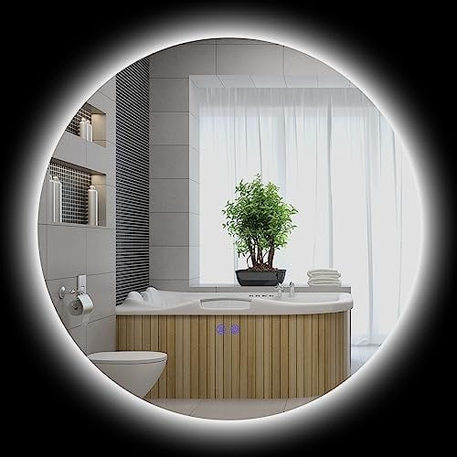 kleankin Miroir Rond Lumineux LED Miroir Mural de Salle de Bain 70 cm avec éclairage Interrupteur Tactile système antibuée luminosité réglable 35W Blanc et Argent