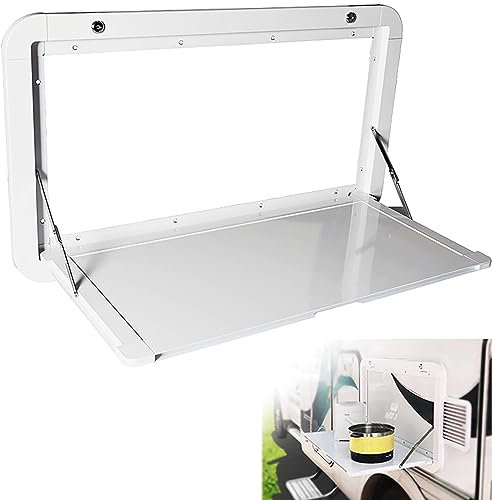 HWHongRV Faltbare Wohnmobil-Picknicktische, Campervan, Wandmontage, 59,4 x 35,6 cm, Premium-Aluminiumlegierung, klappbarer Wandtisch, abschließbarer Wandtisch-Set für Wohnmobile und Wohnmobile