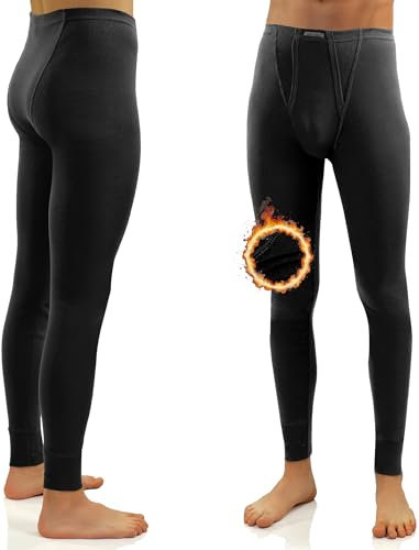 Sesto Senso Mens Thermal Long Johns Cotton 100% Warm Lightweight Underwear Functional Leggings Base Layer Bottom M Black