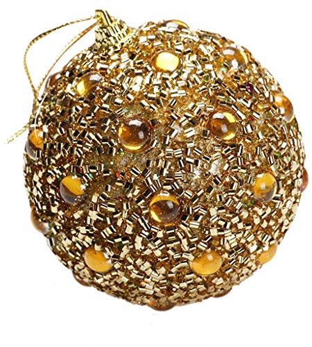 Weihnachtsschmuck zum Aufhängen Strass-Weihnachtsglitzer-Ornamentkugel Weihnachtskugeln 8 cm Dekoration Baumschmuck und Aufhänger Hängeblumentöpfe rot-weiße Weihnachtskugeln (Gold, One Size)