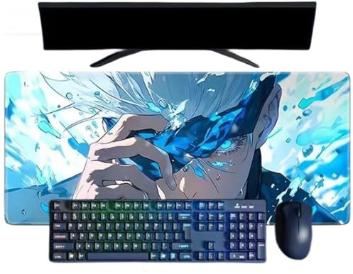 ButkUs Jujutsu Kaisen Satoru Gojo Anime XXL-Mauspad, 800 x 300 x 3 mm, Mauspad für Spiele, wasserdicht, aus rutschfestem Gummi, strukturierte Oberfläche