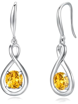 FANCIME Infinity Geburtsstein Ohrringe Hängend für Damen Sterling Silber | vergoldet Unendlichkeit Edelstein Baumelnde Ohrringe feiner Schmuck Weihnachten Jubiläums Geburtstag Geschenke für Frau Mama