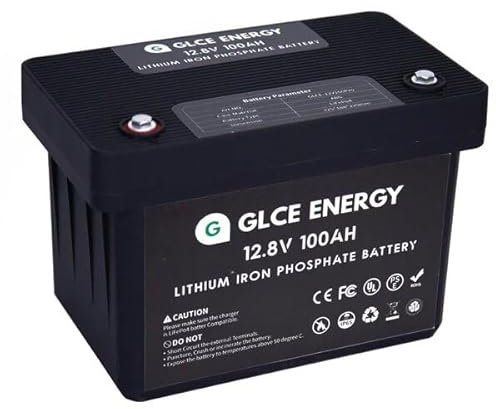 12V 100Ah LiFePO4 Batterie, GLCE ENERGY Batterie au Lithium Rechargeable,Cycle Profonde 15000 Fois, BMS 100 A intégré pour Camping-Car,Marine,Stockage d'énergie Solaire,Camping,Bateaux, Hors-Réseau