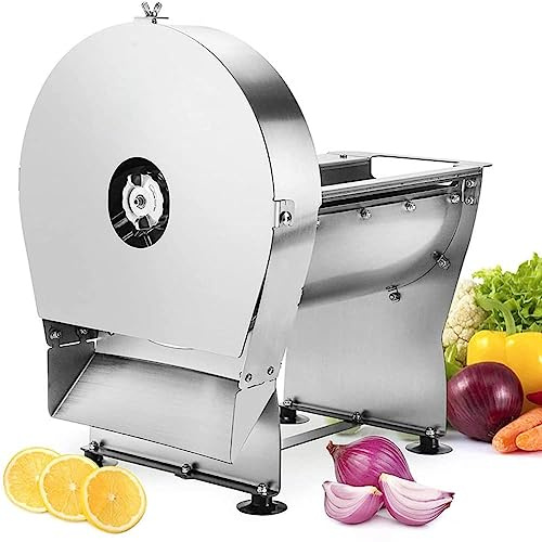 Commercial Fruit and Vegetable Slicer Machine, Adjustable Stainless Steel Tomato Slicer for Lemon Potato Onion Garlic, Electric 0~10mm Cut Size