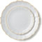 Decorline - Premium Mehrweg 2-teilges Teller set - Wiederverwendbar Partyteller Für 16 Personen - 32 Teile - Combo Luxe-Kollektion - Weiss/Gold - Langlebiges Tafelservice Geschirr - 16 Gäste