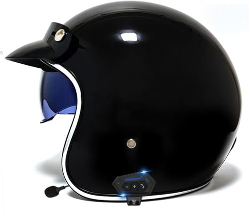 Bluetooth 3/4 Motorradhelm Jet-Helm Für Männer Und Frauen Mit Sonnenblende Rollerhelm Scooter ECE/DOT-Zertifizierung Mit Straßenzulassung Für Elektrofahrräder Und Rennräder 2,S