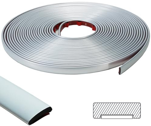 ZOWZOW Moldura Autoadhesiva y Flexible, Moldura Resistente al Agua para Bordes de Azulejos, Salpicadero de Cocina, Piso, Decoración de Marco de Espejo Plata Mate 3M